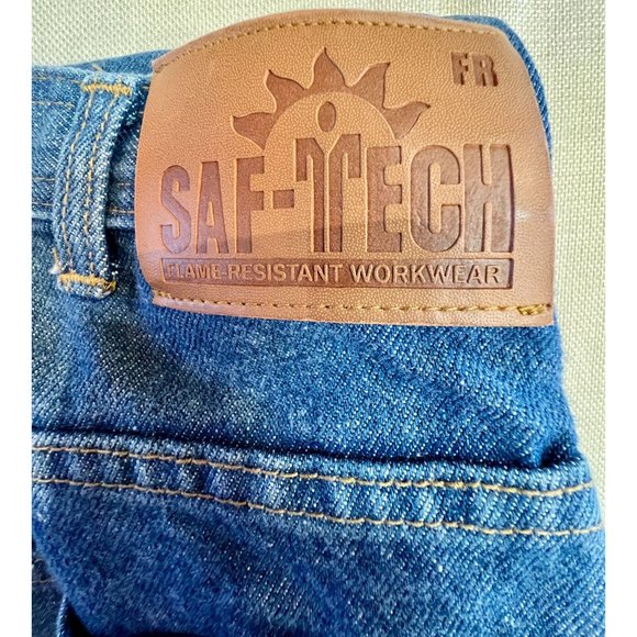 Saf-Tech Flame Resistant Carpenter Jeans HRC2 Blue Straight Leg Cotton 36x30 EUC - Picture 10 of 16